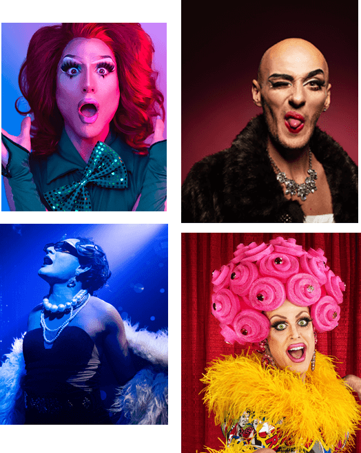 Four drag queens dressed in drag